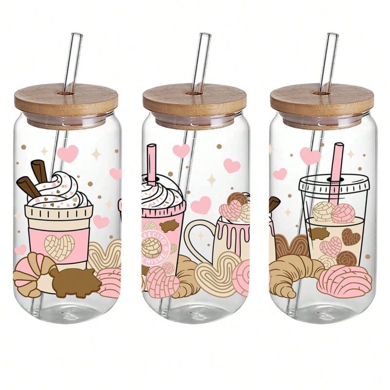 Vaso de vidrio 16 oz - Cafecito y Chisme E