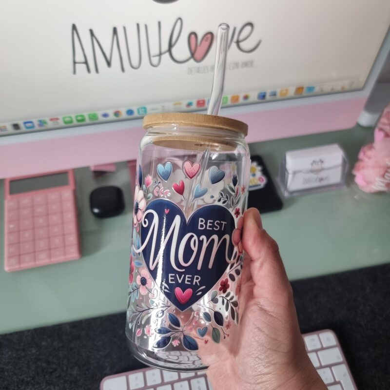 Vaso de vidrio 16 oz - Best Mom Ever